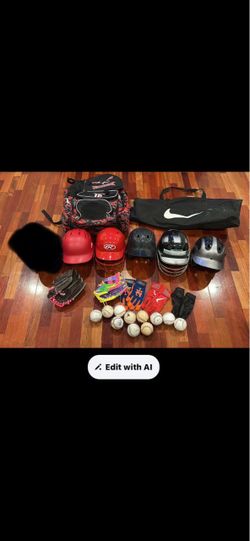Helmets gloves sports Bags and soft Baseballs