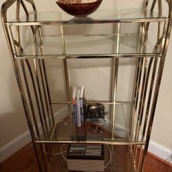 Vintage Brass & Glass Shelf / Media Stand 