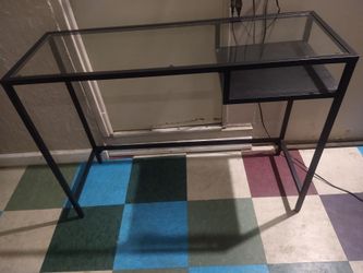 Metal Entry Console  Glass Top.  29.5 H, 39.5 W, 14.5 D. Can Deliver......,..,.  Tap on my profile pic for more items