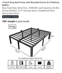 14-Inch King Metal Platform Bed Frame