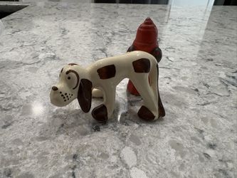 Vintage Porcelain Bully Dog and Fire Hydrant 