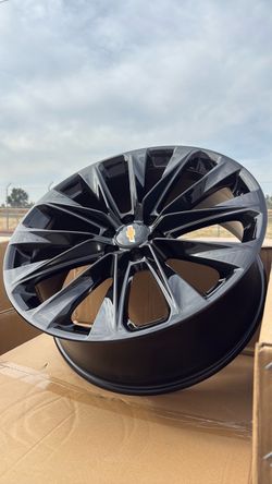 OEM 24” ESCALADE RIMS BLACK CHEVY TAHOE SILVERADO YUKON SIERRA BLACK WHEELS