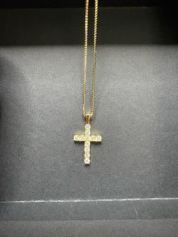 ICED OUT Genuine Moissanite Cross Necklace (925 Silver / 14K Gold Finish)