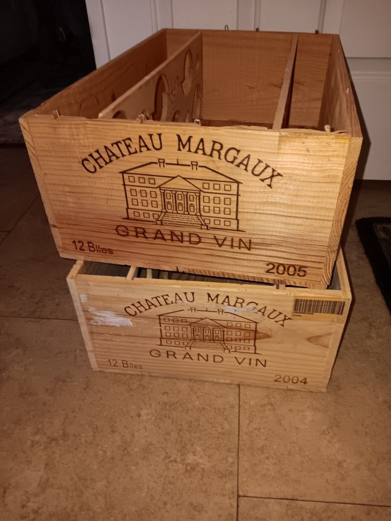 2 Chateau Margaux Wine Crates W/ Dividers