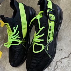 Men black and green shoes