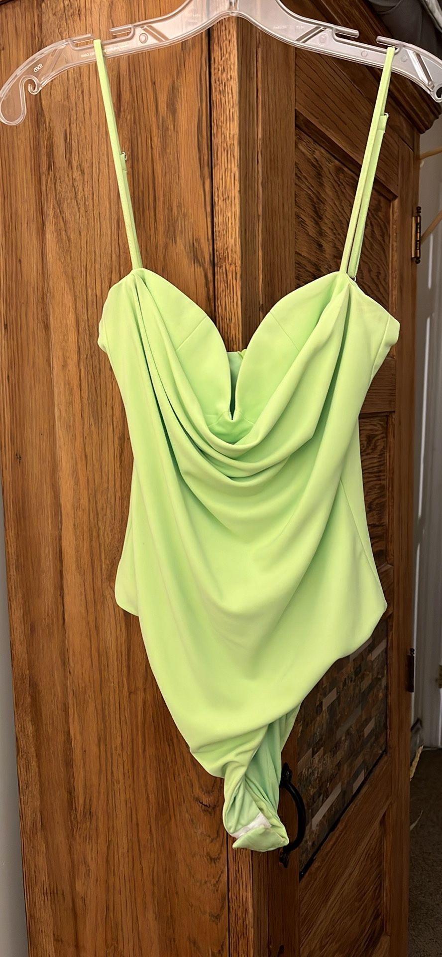 Like New Zara Sweetheart Neck Lime Green Bodysuit - Size Small