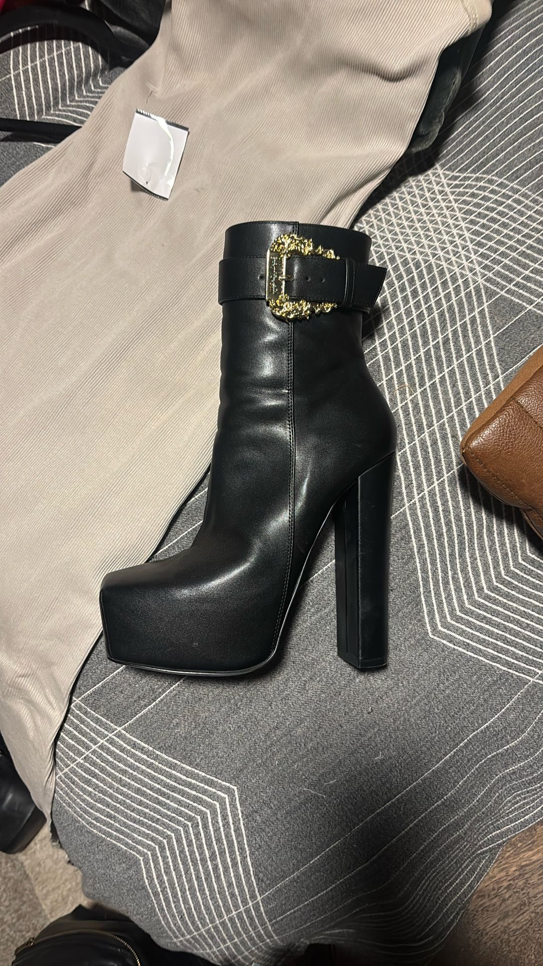 VERSACE Black Booties Size 37