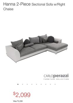 Grey & White Sectional Sofa – Hanna 2-Piece w/ Right Chaise (El Dorado Furniture)