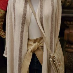 Cream Shaw With Bronze Metallic Thread