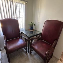 A Set of 6 Leather / Velvet And Solid Wood Chairs by Ralph Lauren Vintage