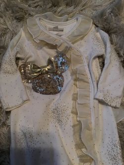 Custom made Minnie Mouse gold cream girls 9 months