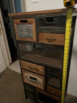 Industrial  rustic Wood and Metal Storage Cabinet