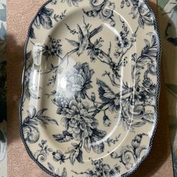 White Floral Bird Platters