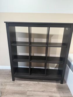 Dark expresso Wood 9-Cube Storage Bookshelf