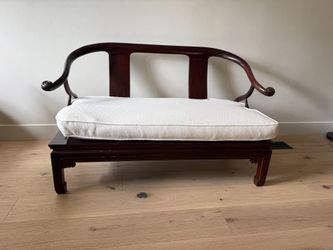 1950’s mid century cherry wood horseshoe back bench
