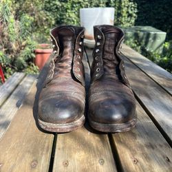 Red Wing iron ranger lace up boots in amber harness leather