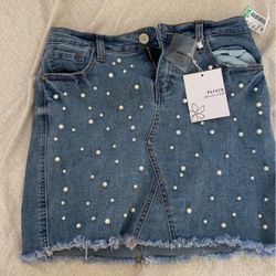 Jean Skirt W Pearls 