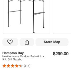 Hampton Bay Heathermoore Outdoor Patio 8 ft. x 5 ft. Grill Gazebo