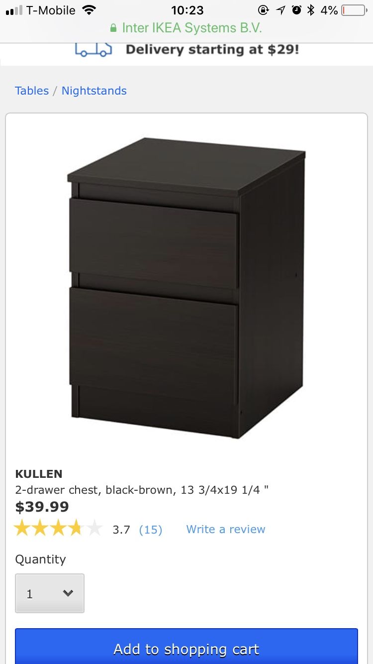 IKEA Kullen nightstand 2 drawers