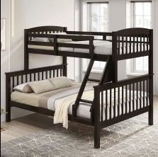 Twin Full cherry Bunkbed with Orthopedic Mattress Included