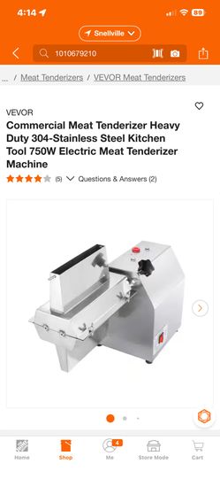 VEVOR Commercial Meat Tenderizer Heavy Duty 304-Stainless Steel Kitchen Tool 750W Electric Meat Tenderizer Machine