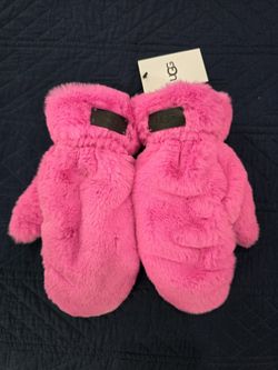 UGG Faux Fur Rock Rose Mittens Size S/M