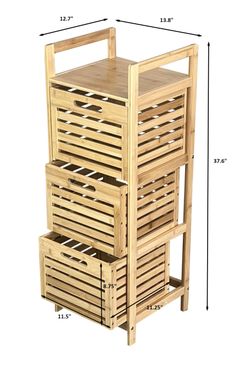 Bamboo 3-Drawer Pantry Tower
