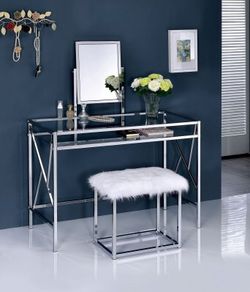 Chrome Vanity + Stool