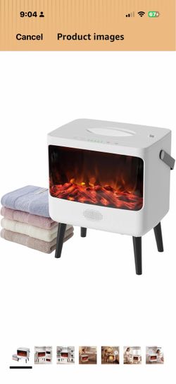 Towel Warmer 23L with Flame Light, Bluetooth Speaker & Countdown Timer Light ON/OFF, Bluetooth Music, 30/45/60/90 min Time Setting, Auto Shut-Off, Chi