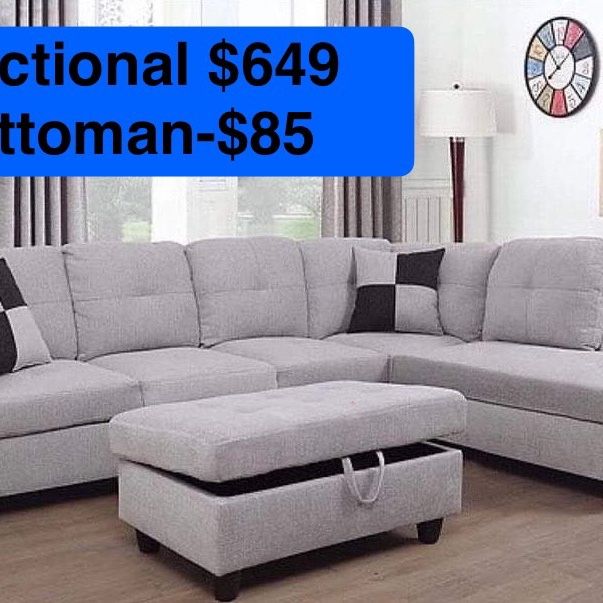 Brand New Grey Sectional Sofa Couch 