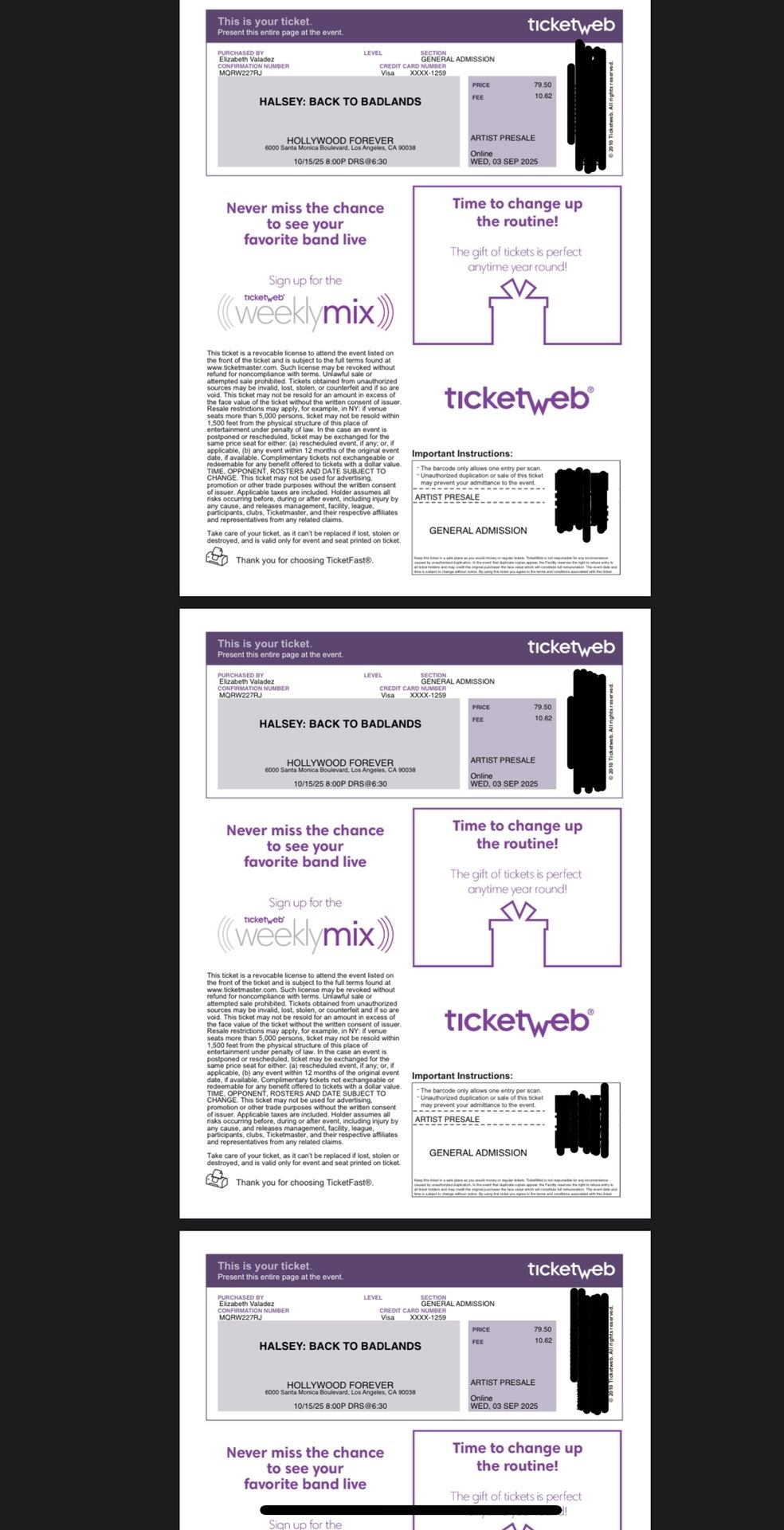 Halsey: Back to Badlands LA 3Tix
