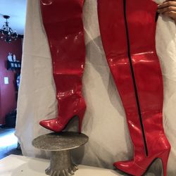 Red vinyl boots! Size 9 Halloween/cosplay