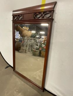 Vintage Brown Wood Frame Wall Mirror