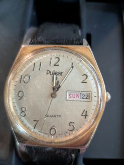 Pulsar by Seiko Men's Gold Plated Vintage 1980's Day Date Watch 34mm