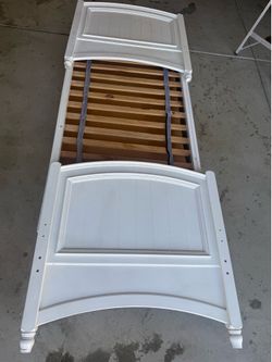 Twin Bed Frame + Mattress Set (White)