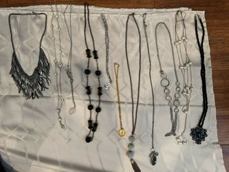 11 Vintage Long Metal Necklaces 