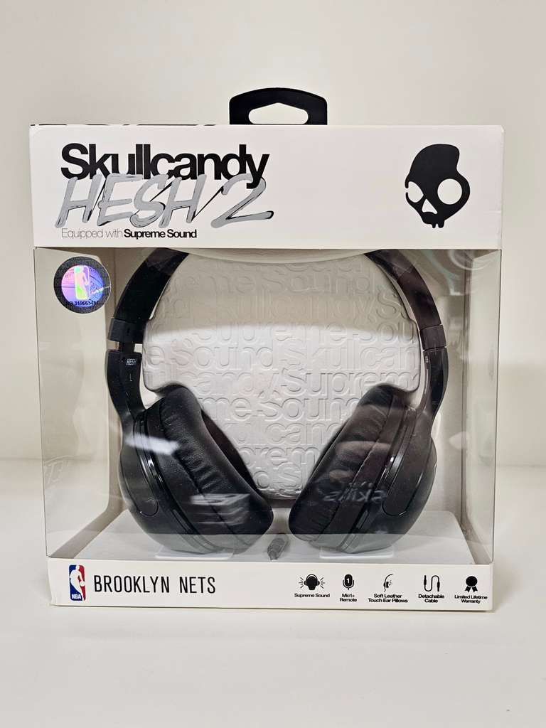 Brand New in Box - Skullcandy Hesh 2.0 Corded Mic Headphones - NBA Brooklyn Nets Black