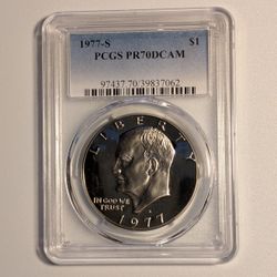 1977 - S  Eisenhower Dollar PR 70 DCAM PCGS Blue Label 