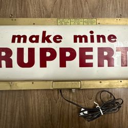 Vintage “Make Mine RUPERT” Hanging Light – Brass & Plastic