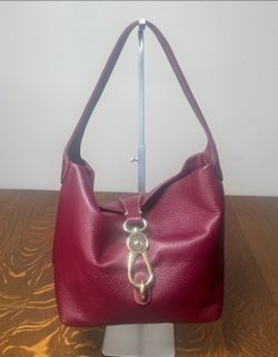 Dooney & Bourke Large Pebble Leather Shoulder Bag w/ logo lock - Bordeaux
