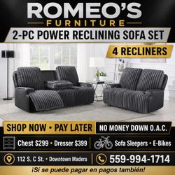 2 piece Recliner, Sofa, and Loveseat Power dark gray