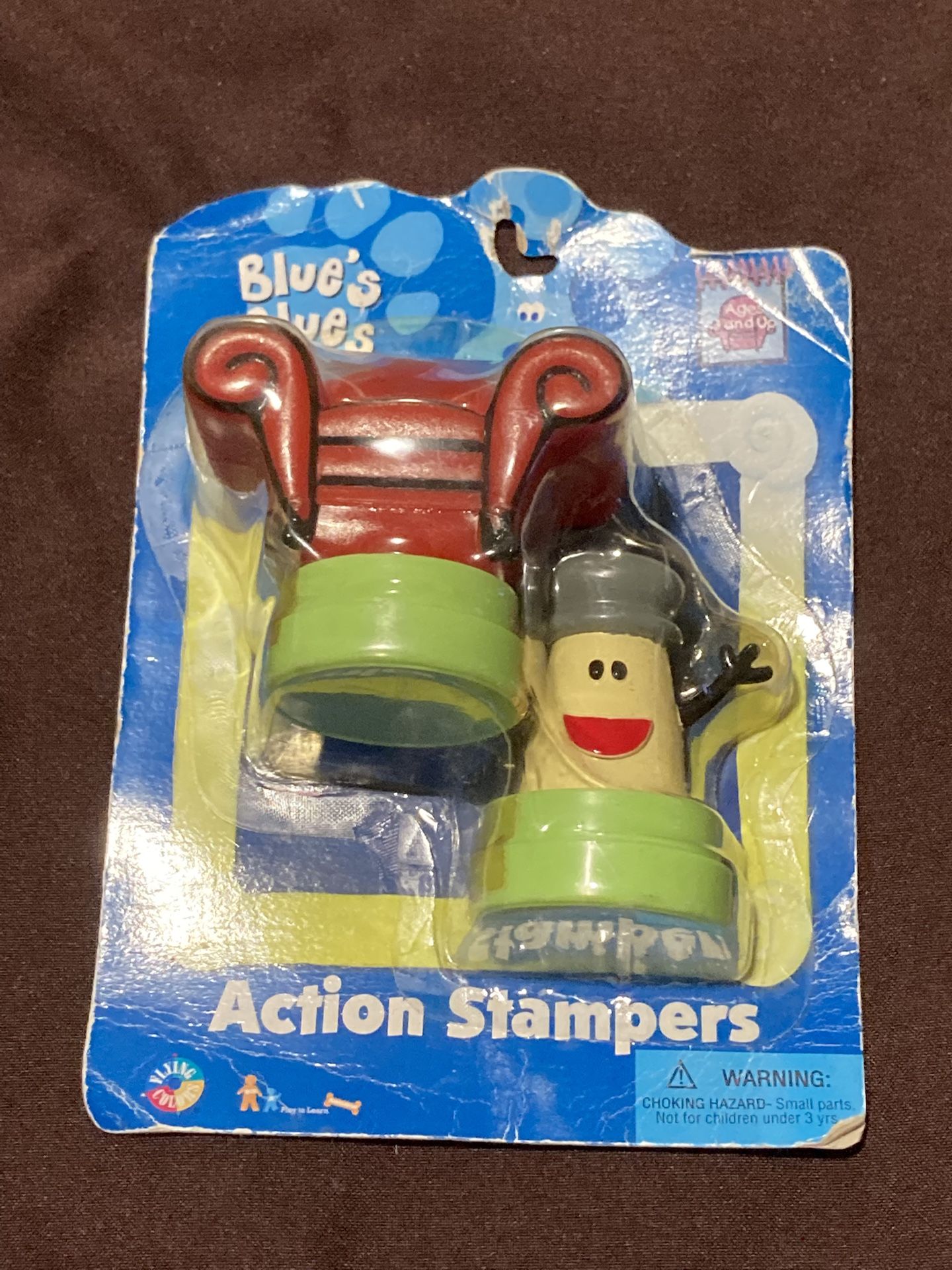 BLUE'S CLUES ACTION RUBBER INK STAMP FIGURES THINKING CHAIR PEPPER DAM BOX D26