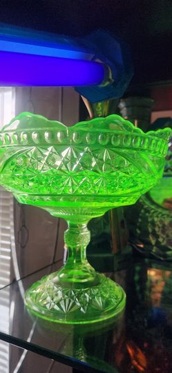 URANIUM GLASS COMPOTE