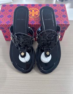 Tory Burch Black Patent Leather Sandals — Luxury Designer