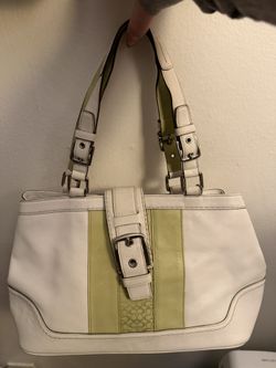 Green And White Coach Purse