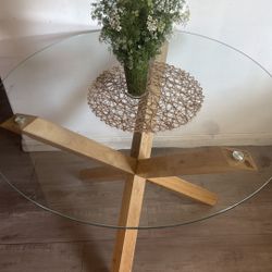 Lando  Dining Glass Table  in Cognac Tan