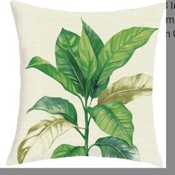 Tropical Jungle Leaf Throw Pillow Covers 18x18 Inch Set of  2