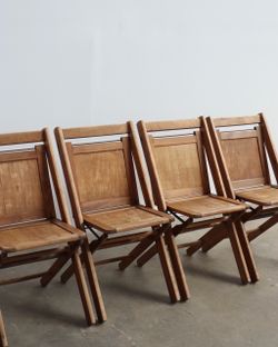 (13) antique 1920s folding chairs, solid wood