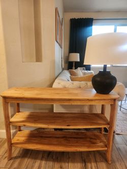 Wood Console Table with Two Shelves