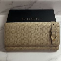 Gucci Beige Micro Guccissima Leather Continental Wallet